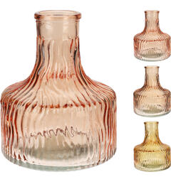 Vase glass amber farger 11x13cm 3ass