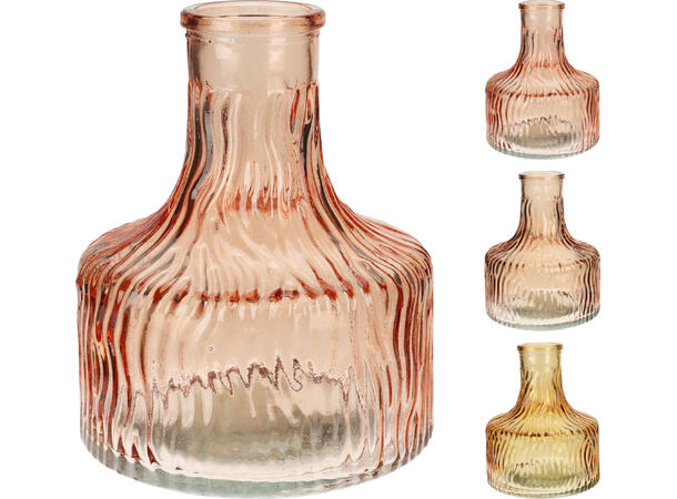 Vase glass amber farger 11x13cm 3ass 