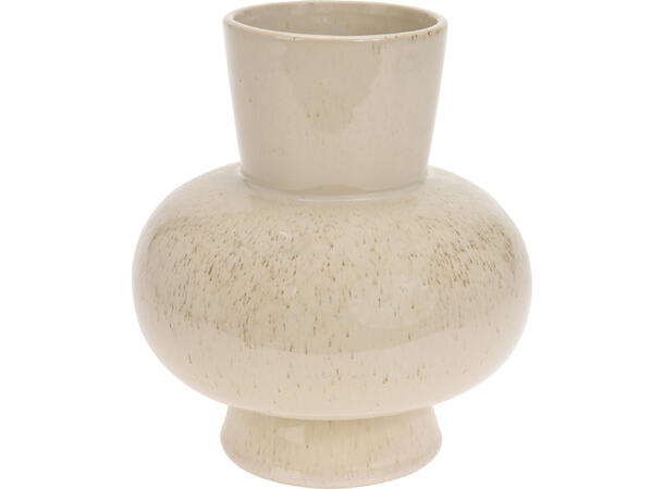 Vase rund beige glanset porselen 19x23cm Vekt:1650gram 