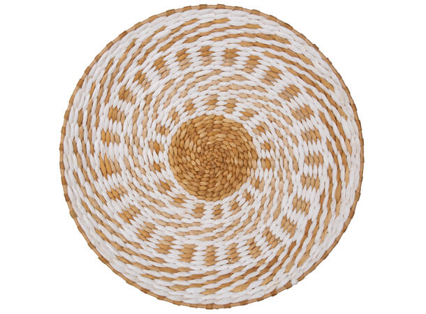Veggdekor flettet sol hvit/natur d:40cm 