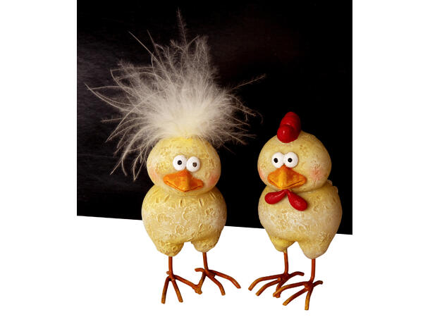 Figur kylling påske lys gul h:7,5cm 2ass Påskekyling av polyresin med fjær 