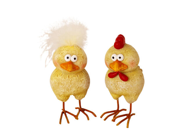 Figur kylling påske lys gul h:7,5cm 2ass Påskekyling av polyresin med fjær 