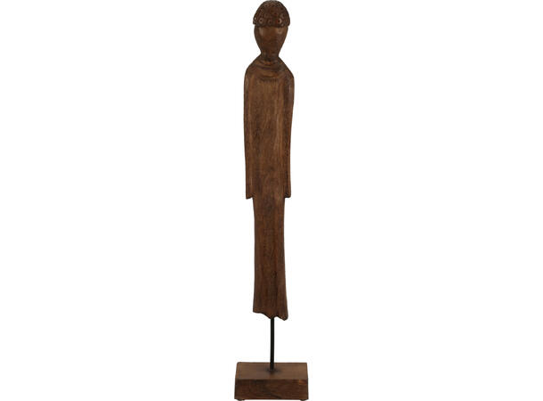 Figur skulptur brunt mangotre 10x7x54cm m/metallfot 