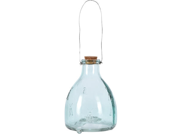 Flaske glass m/kork fluedeko 13x9cm 4ass Forpakning 24stk (4assx6stk) Vepsefanger 