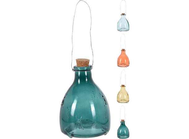 Fluefanger i glass m/kork 13x9cm 4ass Forpakning 24stk (4assx6stk) Vepsefanger 