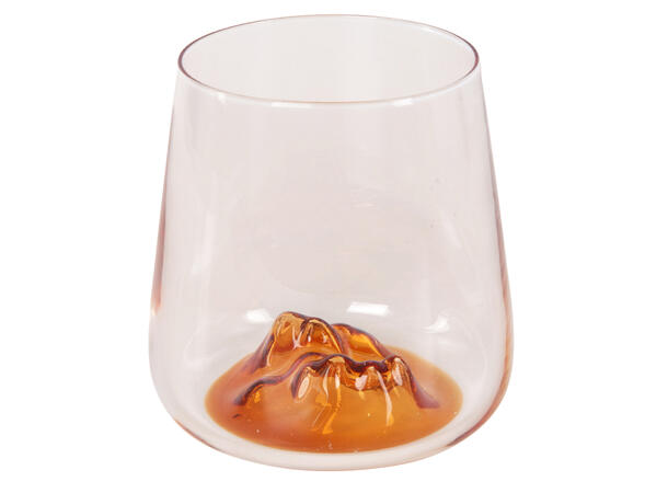 Glass blank med fjell h:9cm amber 400ml Kan i oppvaskmaskin 