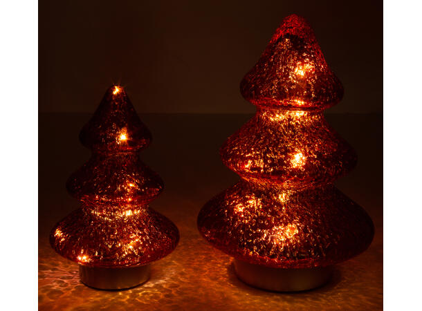 Juletre glass rødt knudret 15 LED 28cm Batteri: 3xAA Metallbase 