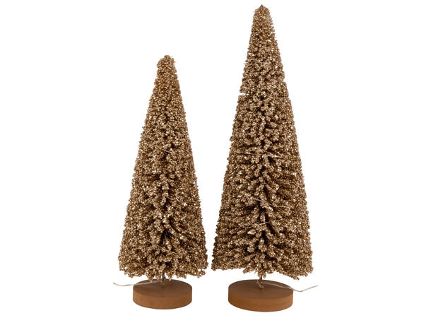 Juletre gullfarget med 10 LED-lys h:40cm Batteri:3xAA 