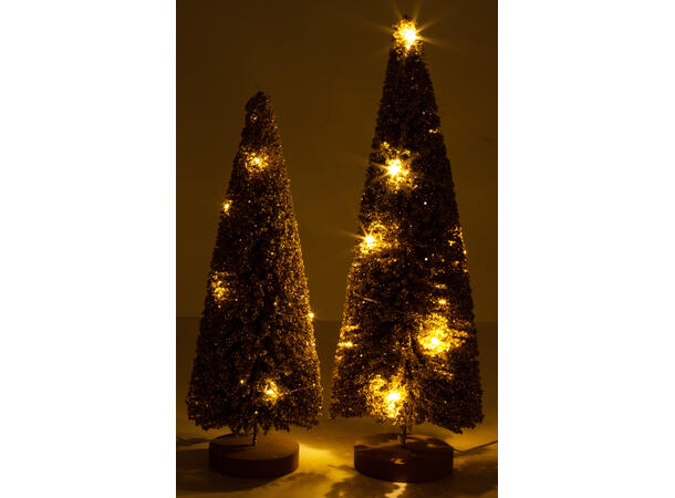 Juletre gullfarget med 10 LED-lys h:40cm Batteri:3xAA 