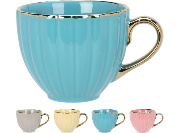 Krus porselen pastell 400ml 4ass Forpk 12stk  14cm d:10,5cm h:9cm 