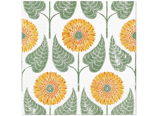 Serviett Sunflowers Pattern Lunsjserviett 20 stk 3-lags 33x33cm 