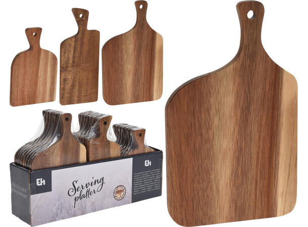 Skjærebrett Acaciatre 3ass Display 24stk 15x10cm 19x8cm 20x12cm 