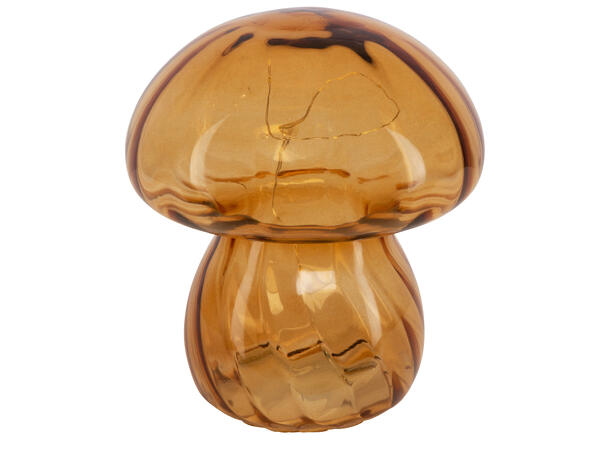 Sopp glass amber klar 10 LED 13,5x15,5cm Batteri:2xAAA Vekt:390gram 