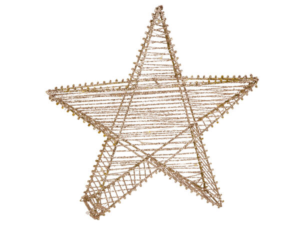 Stjerne stående gull 10 LED-lys 30x29cm Batteri:3xAA Metall gullfargede tråder 