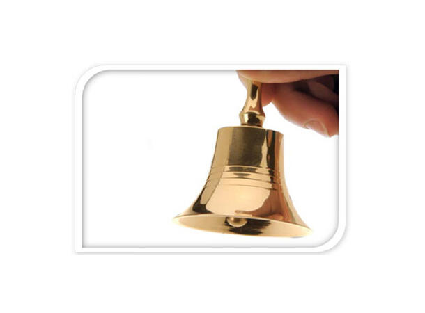 Bordklokke bjelle metall gull 11x5,5cm Forpakning: 12stk 6 ass design 