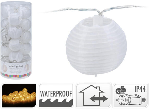 Lyslenke 20 vanntett 7cm LED poly-kule innendørs/utendørs IP44-adapter 