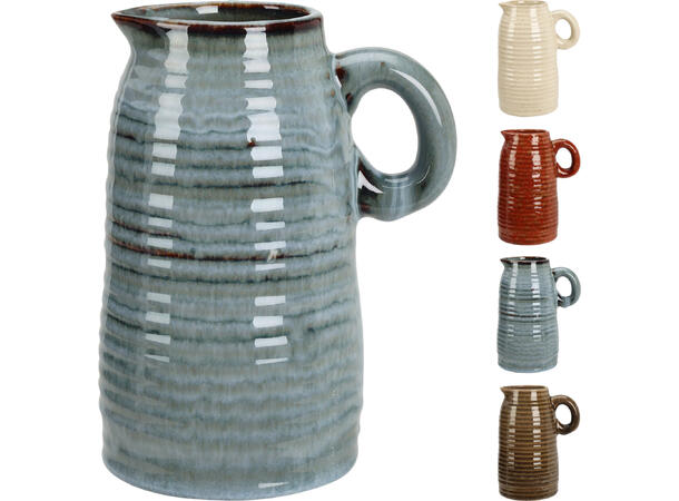 Vase mugge keramikk 12,5x9,5x17cm assort Terracotta,Grønn,Krem,Blå 
