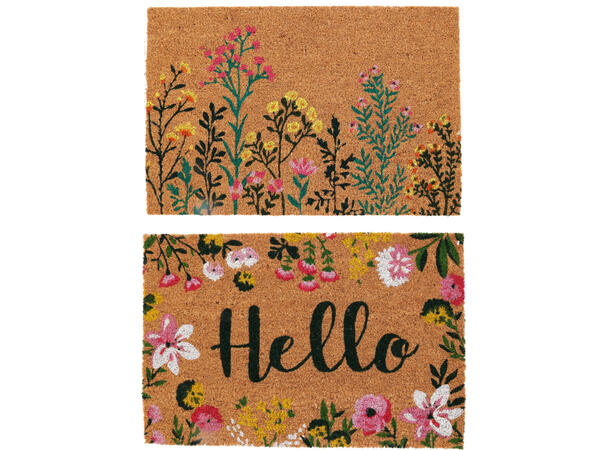 Dørmatte 40x60cm Blomstret Hello 2ass Forpakning: 12stk Vekt:1290gram 