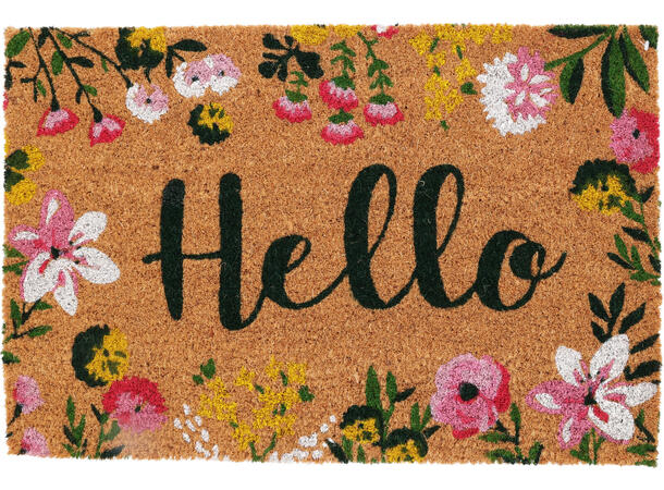 Dørmatte 40x60cm Blomstret Hello 2ass Forpakning: 12stk Vekt:1290gram 