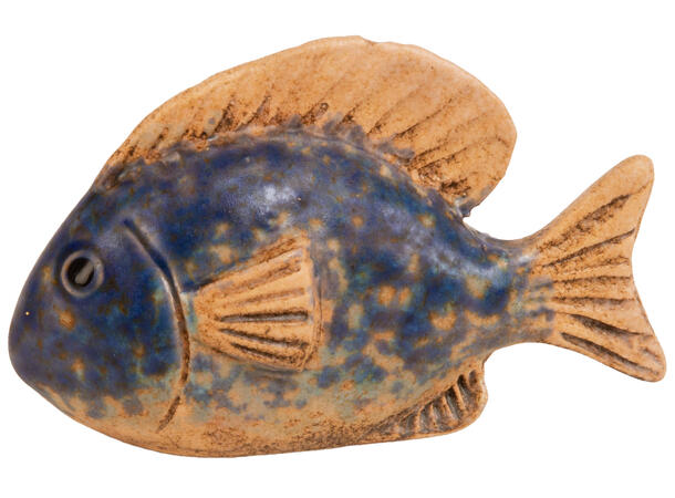 Fisk blå keramikk 9x3,5x5,6cm Forpk 6stk 