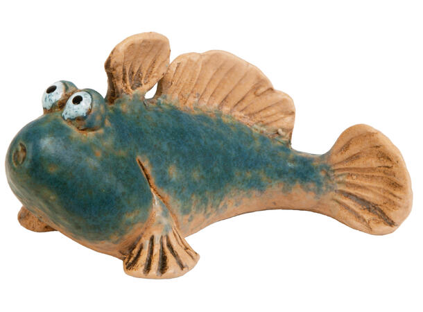 Fisk salamander blå keramikk 11x6x6cm Forpakning: 6stk 