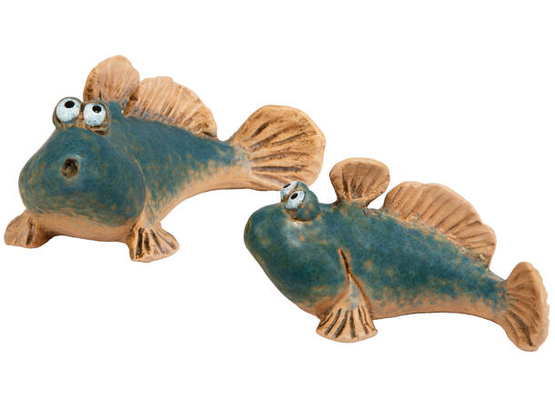 Fisk salamander blå keramikk 11x6x6cm Forpakning: 6stk 