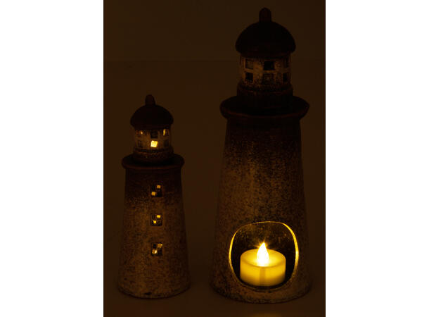 Fyrtårn LED beige keramikk 5,7x15,6cm Display: 12stk Batteri: 2xLR44 inkl. 