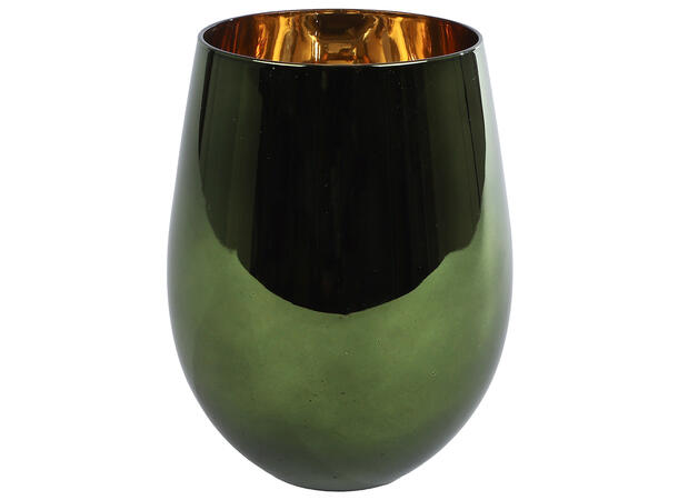 Glass grønn metallisk glass h:12cm 