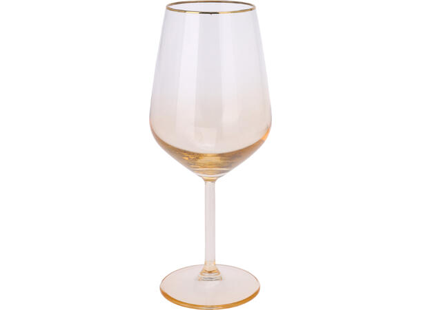 Glass vin gyllent m/gull h:22,5cm 490ml Vekt:208gram 