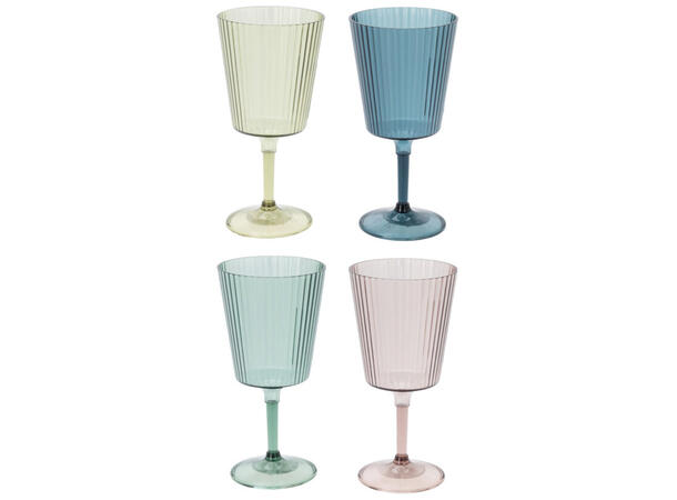 Glass vin stripet PS h:18,5cm 400ml 5ass 5 stk rosa,beige,grønn,blå,4stk mørkeblå 