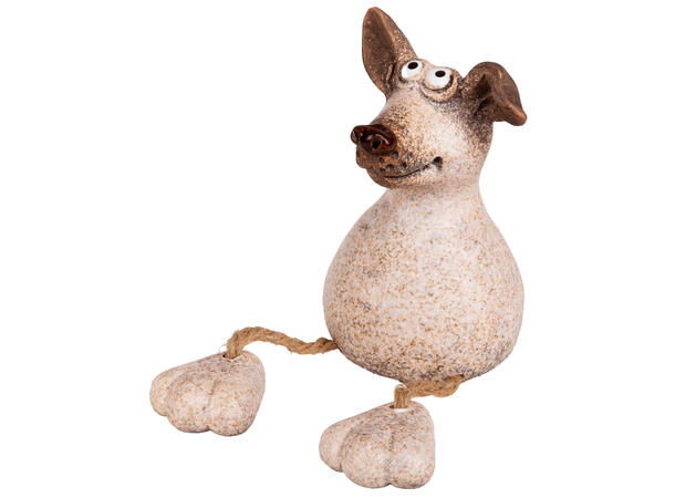 Hund sittende gråbrun keramikk 9x8x12cm Forpakning: 6stk 