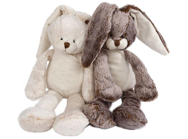 Kanin plysj hvit/brun sitte 19-29cm 2ass 