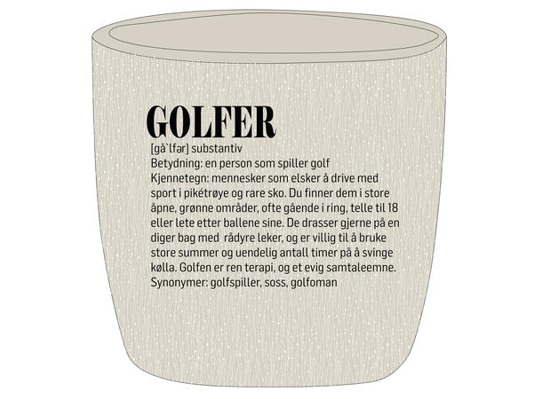 Krus definisjon hvit m/sort Golfer 330ml 8,2x9,3cm 200g 