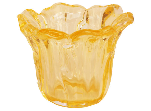 Lysestake telys blomst gul 10x10x8cm 