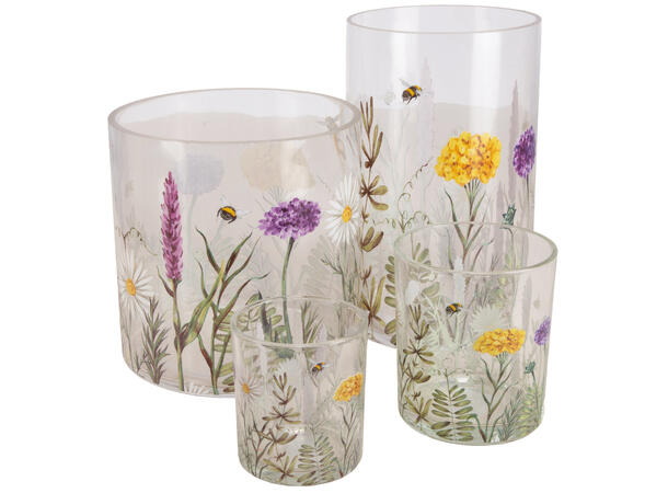 Lysglass blomstereng 8,8x8,8x10cm 
