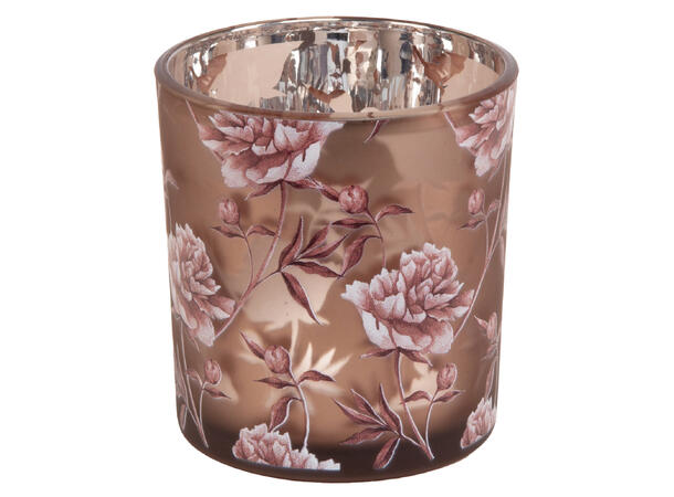 Lysglass peoner rosa/gråbrunt 7,3x8cm 