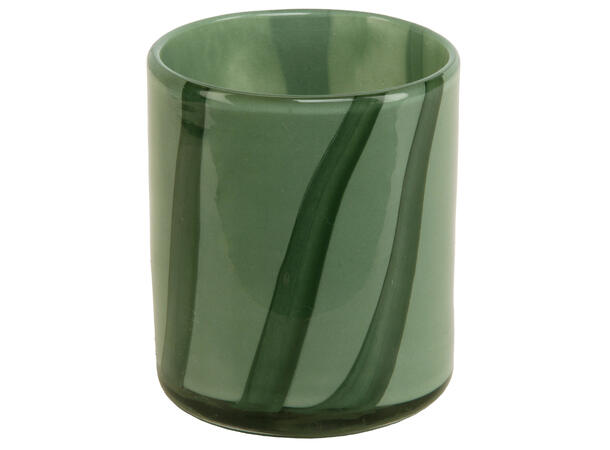 Lysglass stripet matt grønn 8,5x8,5x10cm Forpakning: 4stk 