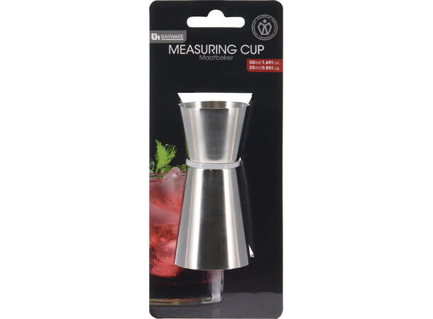 Målebeger 50ml / 25ml Rustfritt stål Vekt: 42gram. 4x8,3cm 