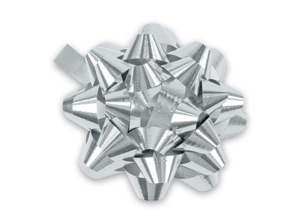Rosett sløyfe metallic 12cm sølv Polypropylen - Polyester 150stk pr eske 