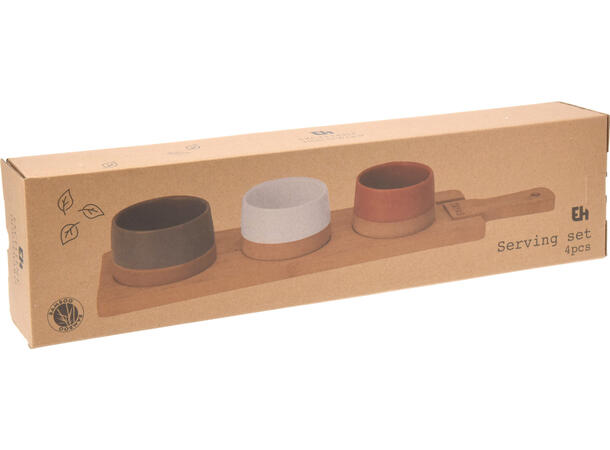 Serveringsett 3 Skål:9,5cm Brett:48cm Terracotta, hvit, grå Vekt:1121gram 