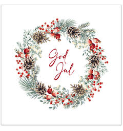 Serviett God Jul i krans Lunsjserviett 20 stk 3-lags 33x33cm