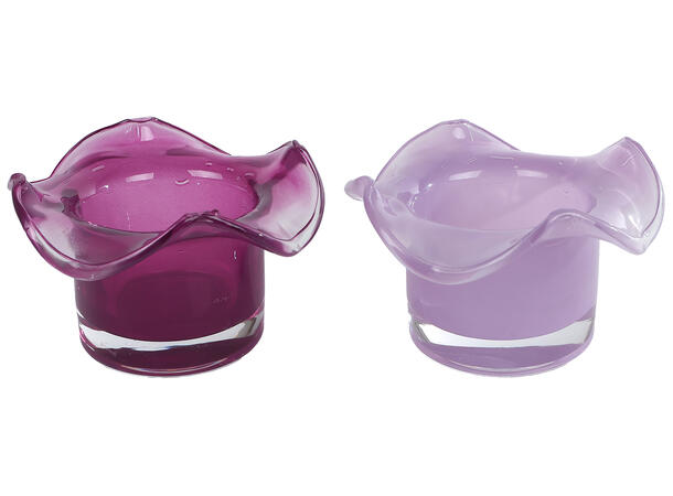 Telysestake lilla glass 10,5x7cm 2ass 