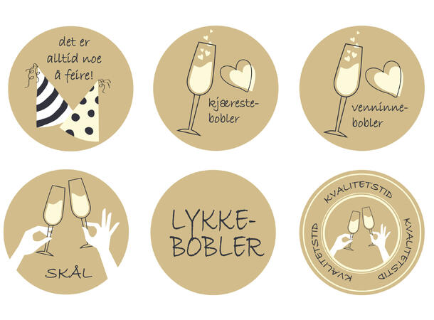 Vinkork Bobler Jutefarget 6 assortert Display 48stk Str 3,8x2,8cm 