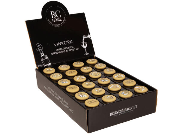 Vinkork Bobler Jutefarget 6ass Display 48stk Str 3,8x2,8cm 