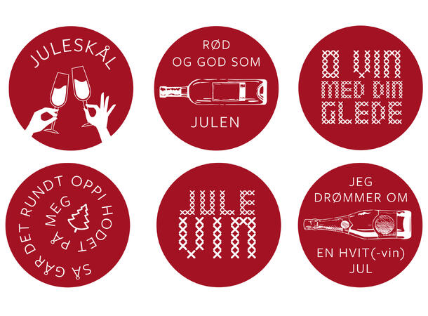 Vinkork Julemotiv Julerød 6 assortert Display 48stk Str 3,8x2,8cm 