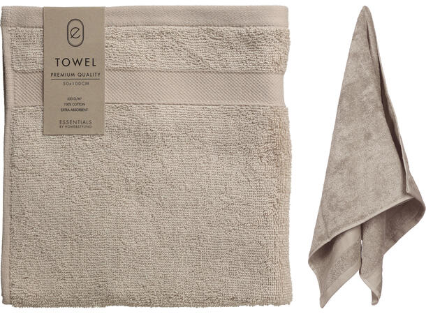 Håndkle 50x100cm sand Forpk 12stk 100 % Bomull 550g/m 