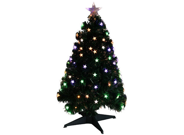 Juletre grønt fiberoptisk fargerik 60cm IP44 Adapter Fjernkontroll Innendørs 