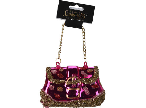 Juletrepynt veske glass 7,5x5,5cm 8ass Display 25stk 