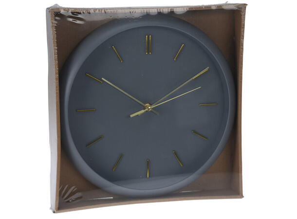 Klokke rund PP m/buet kant dia:30cm 4ass 