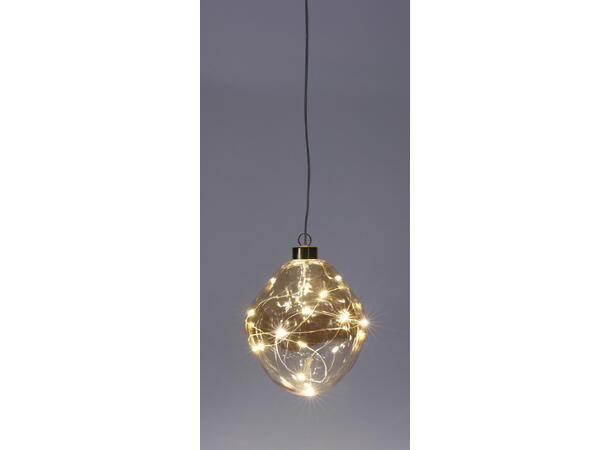 Kule organisk glassform gull LED 12cm 3-veis bryter Batteri 2xAA ekskl. 